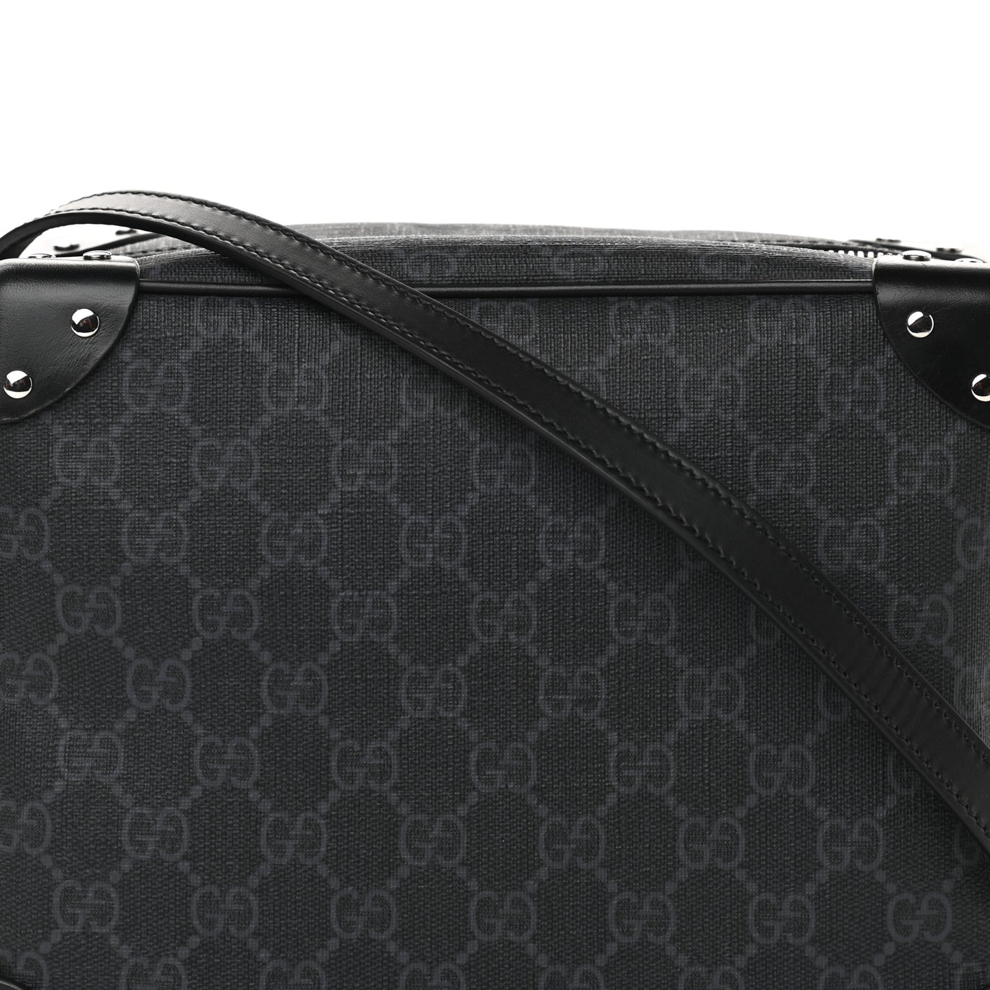 GG Supreme Monogram Selleria Calfskin Square Messenger Bag Black
