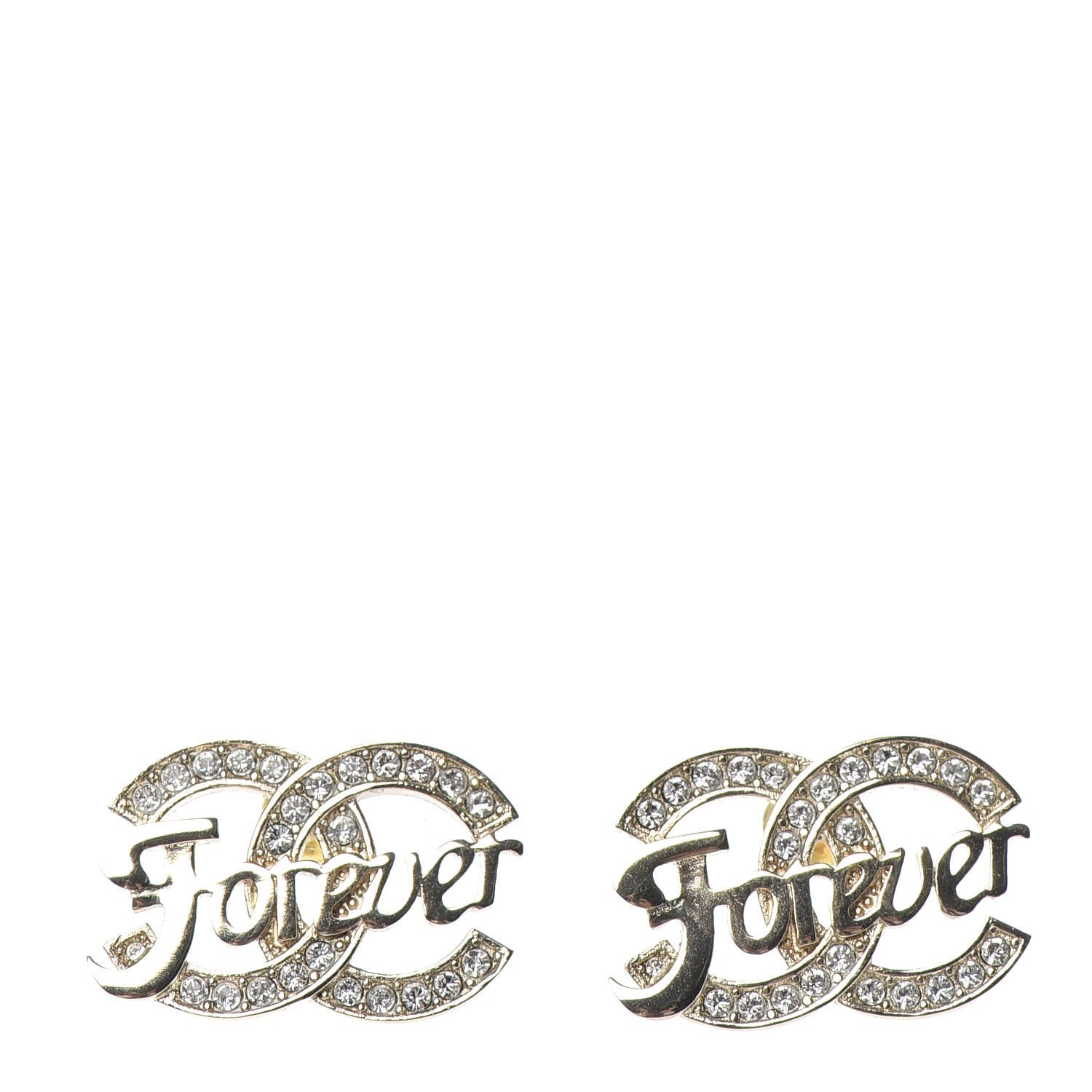 Chanel Crystal CC Forever Earrings Gold 1 of 4