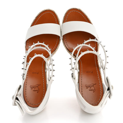 Christian Louboutin Calfskin Chocazeppa Spikes 120 Platform Wedge Sandals 41 Bianco 2 of 9