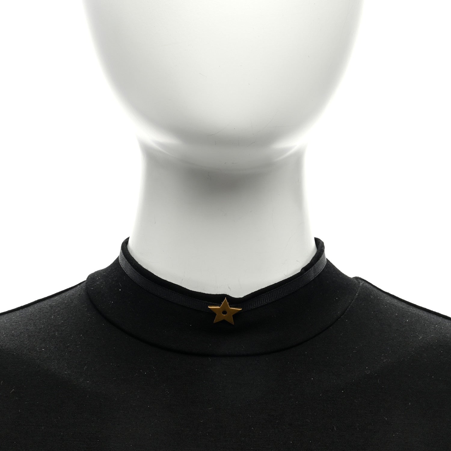 Christian Dior Grosgrain Ribbon Star Choker Necklace Black 2 of 4