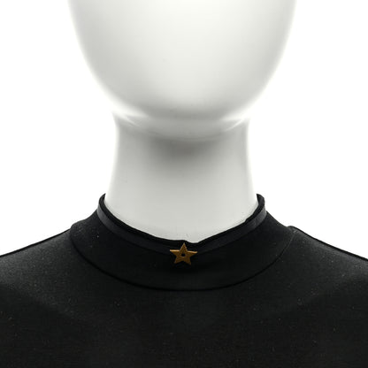 Christian Dior Grosgrain Ribbon Star Choker Necklace Black 2 of 4