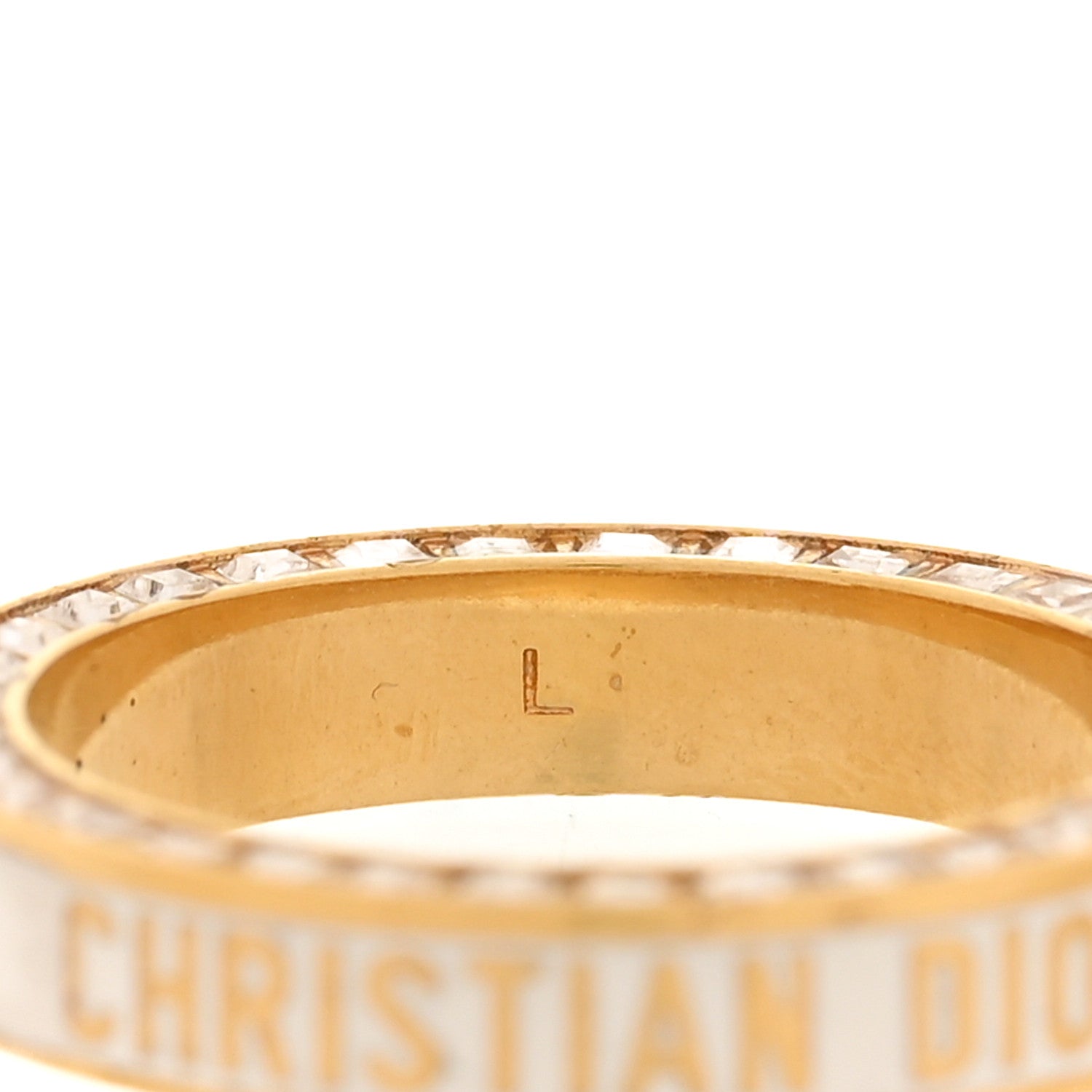 Christian Dior Metal Lacquer Crystal Night Code Ring L Gold White 4 of 4
