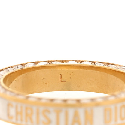Christian Dior Metal Lacquer Crystal Night Code Ring L Gold White 4 of 4