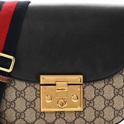 Gucci GG Supreme Monogram Web Medium Padlock Messenger Shoulder Bag Black 8 of 13