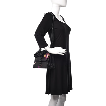 Prada Saffiano City Lights Print Studded Elektra Shoulder Bag Black Fuxia 3 of 9