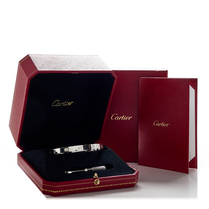 Cartier 18K White Gold 4 Diamond Love Bracelet 19 9 of 9