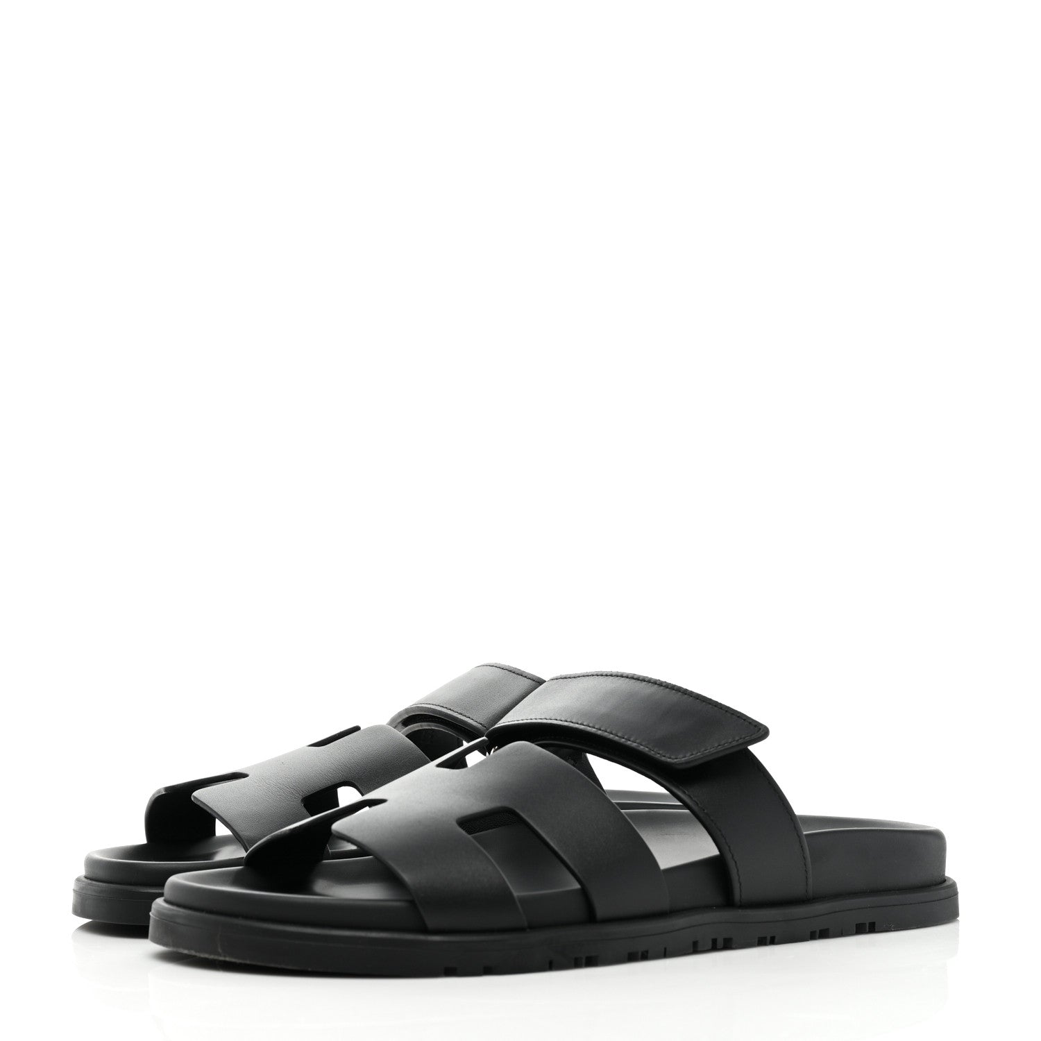 Hermes Calfskin Womens Chypre Sandals 39 Black 3 of 8