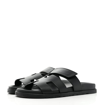 Hermes Calfskin Womens Chypre Sandals 39 Black 3 of 8