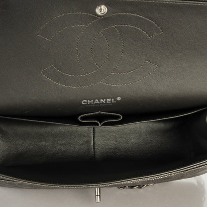 Chanel Metallic Caviar Quilted Jumbo Double Flap Dark Silver 7 of 9