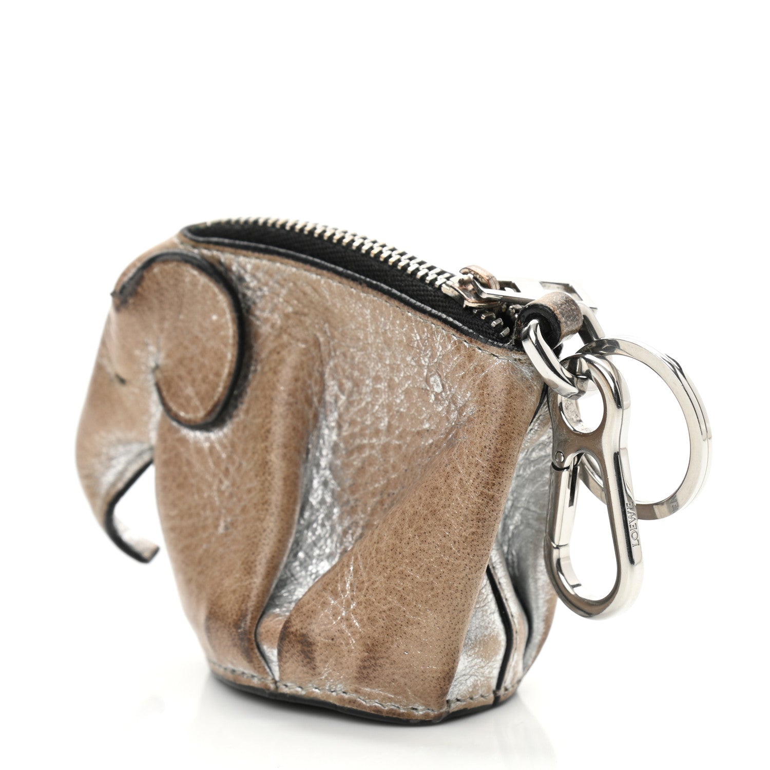 Loewe Metallic Calfskin Mini Elephant Coin Purse Silver 3 of 12