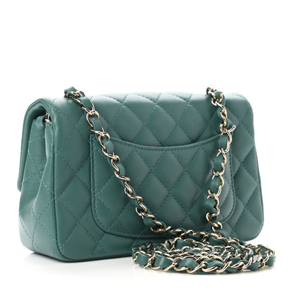 Chanel Lambskin Quilted Mini Rectangular Flap Dark Green 3 of 10
