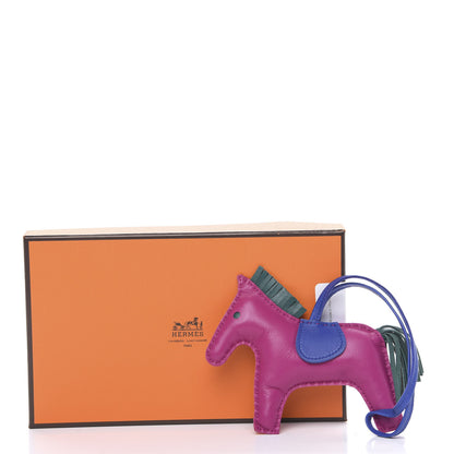 Hermes Milo Lambskin Grigri Rodeo Horse Bag Charm MM Rose Pourpre Malachite Bleu Electrique 4 of 4