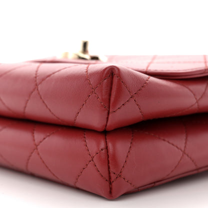 Chanel Calfskin Quilted Small Double Pocket Top Handle Flap Red 10 of 12