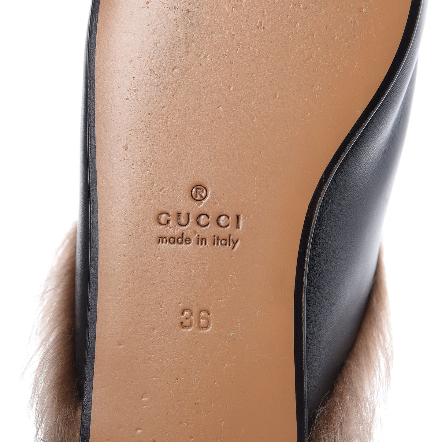 Calfskin Fur Tiger Embroidered Womens Princetown Slippers 36 Black