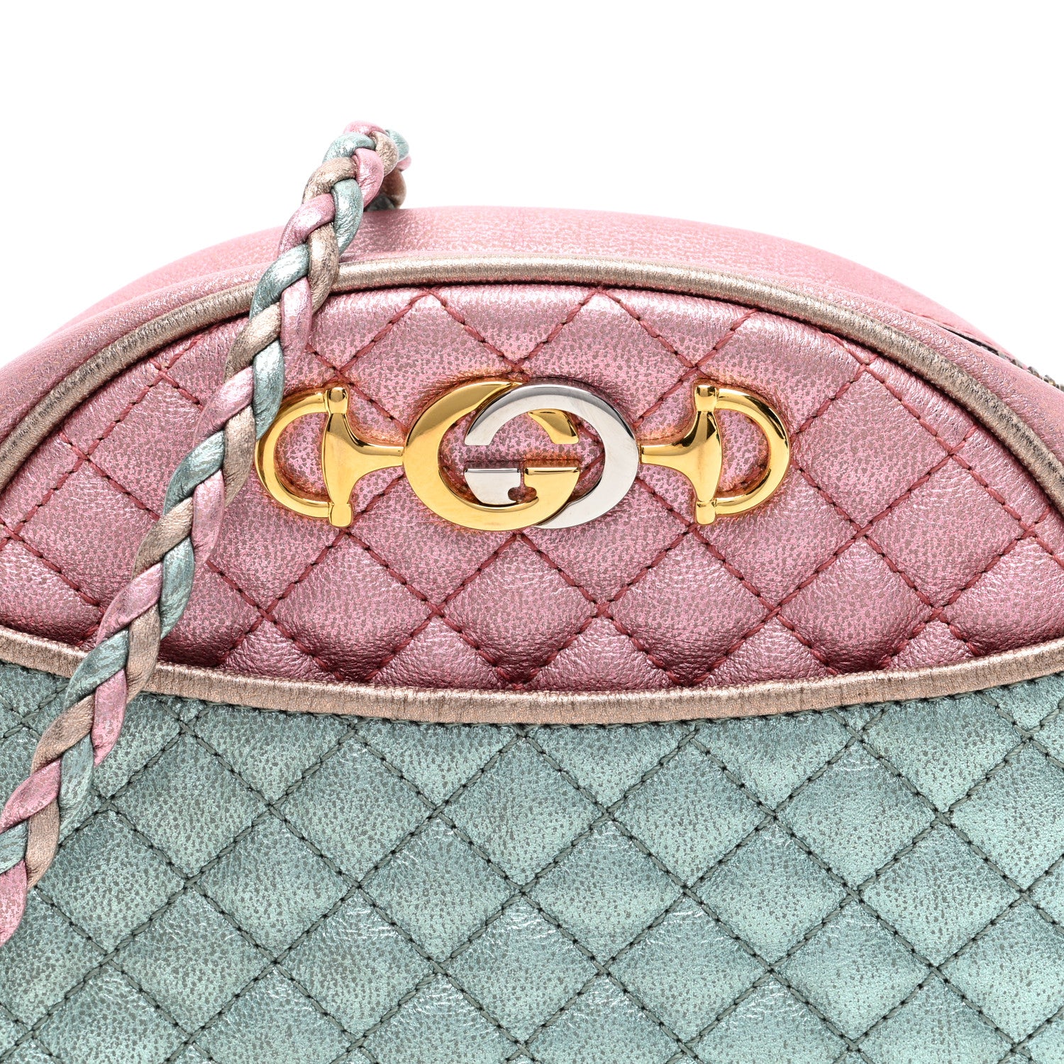 Gucci Laminated Nappa Trapuntata Mini Zumi Dome Shoulder Bag Rosa Lago Rame 8 of 10