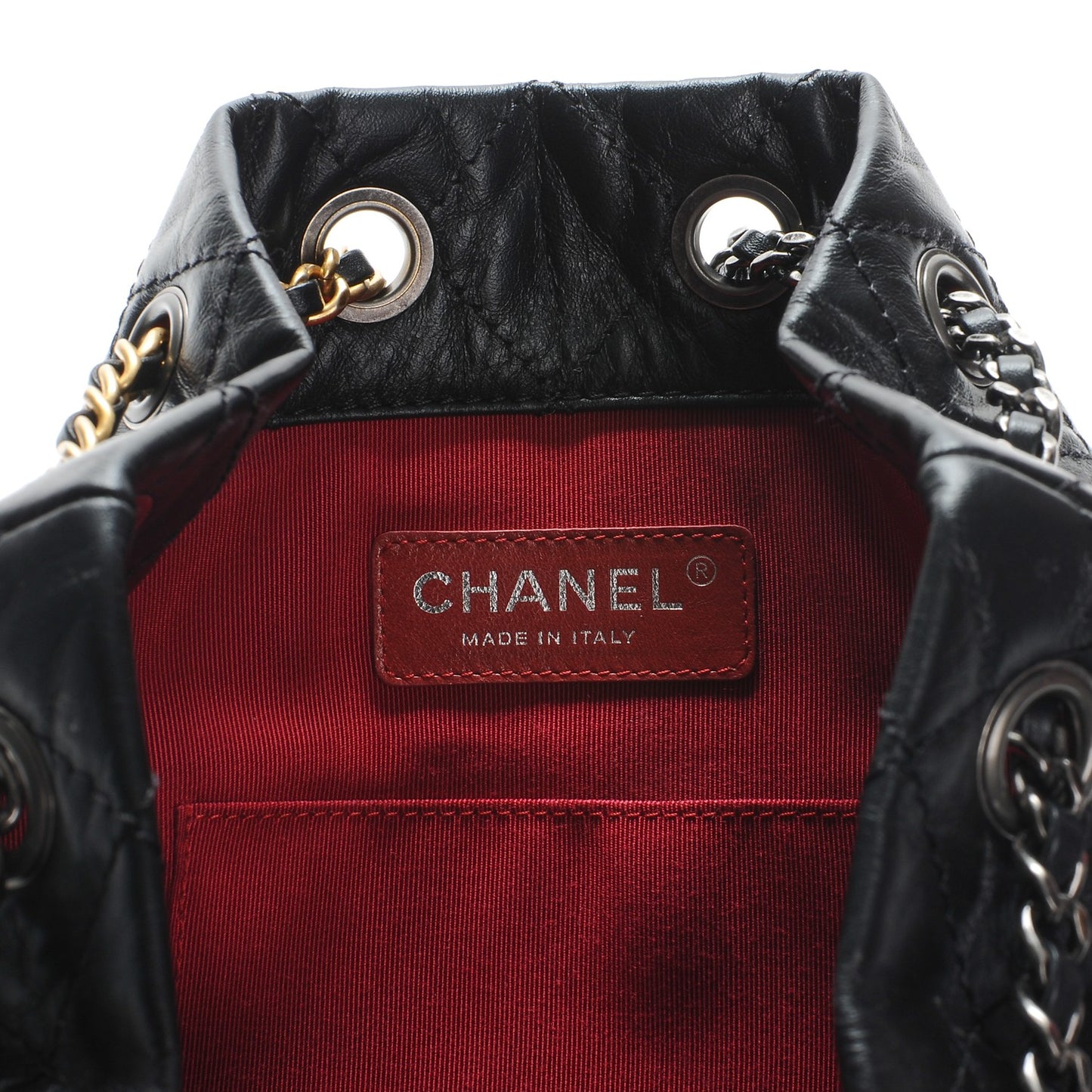 Aged Calfskin Quilted Gabrielle Backpack Black