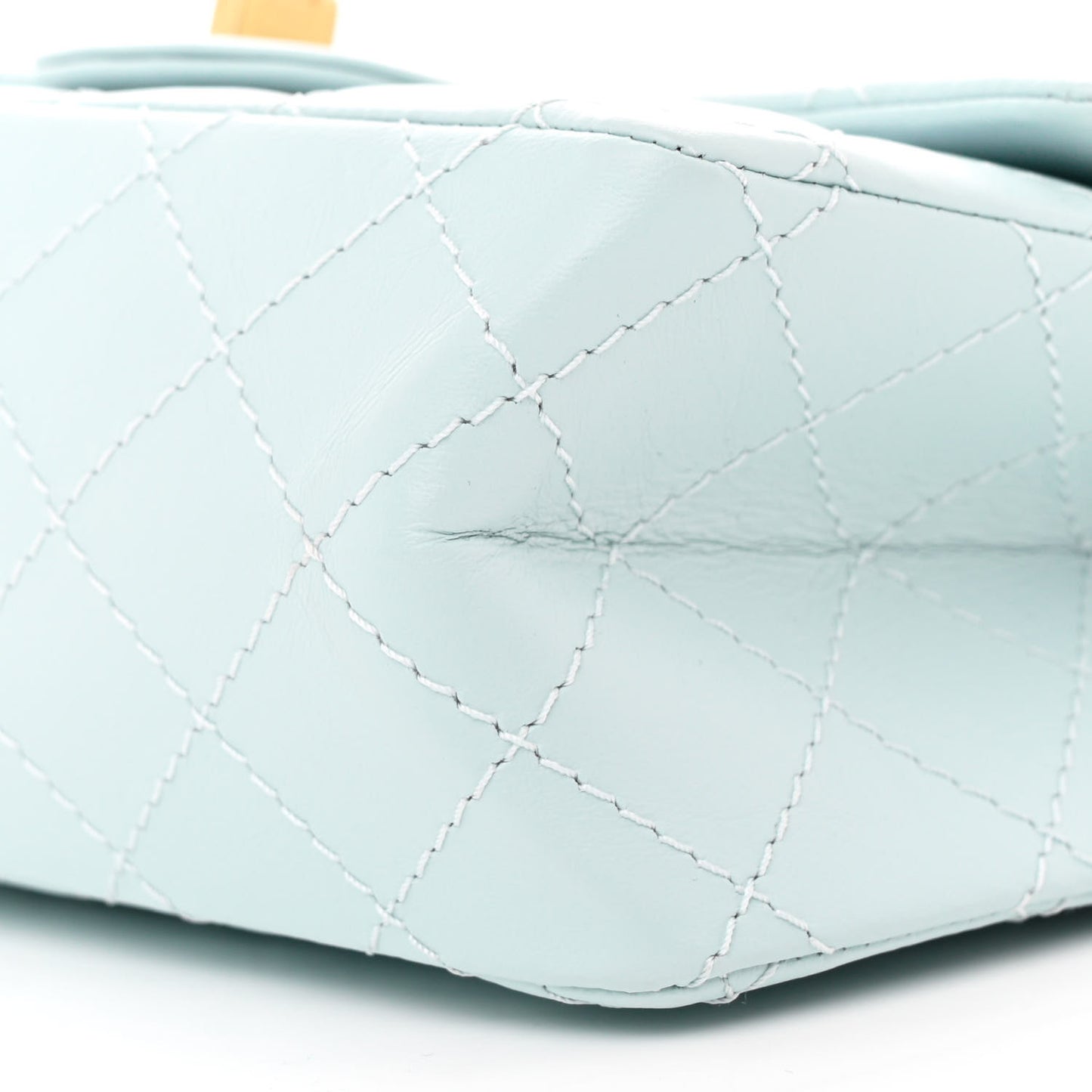Aged Calfskin Quilted 2.55 Reissue Mini Flap Light Blue