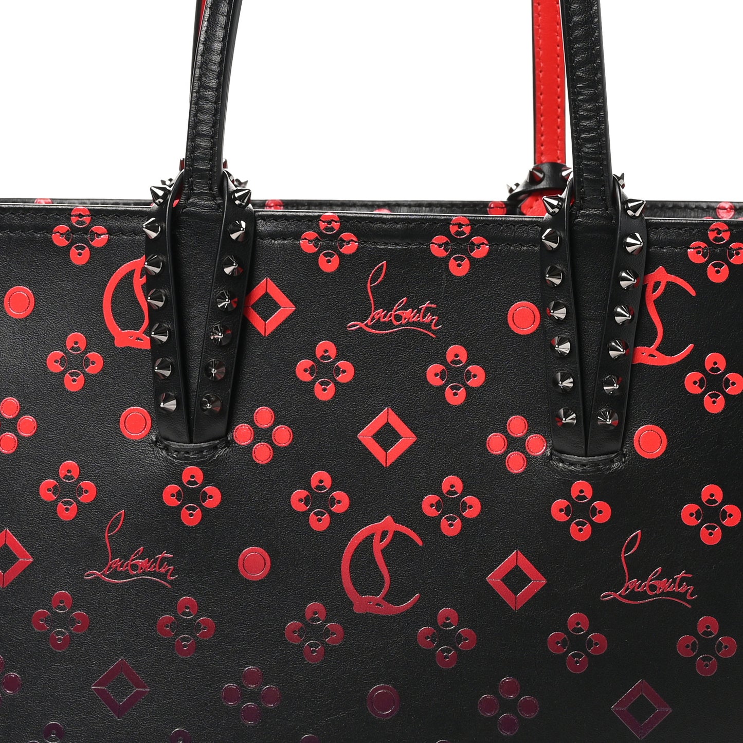 Perforated Calfskin Degrade Small Loubinthesky East West Cabata Tote Black Red