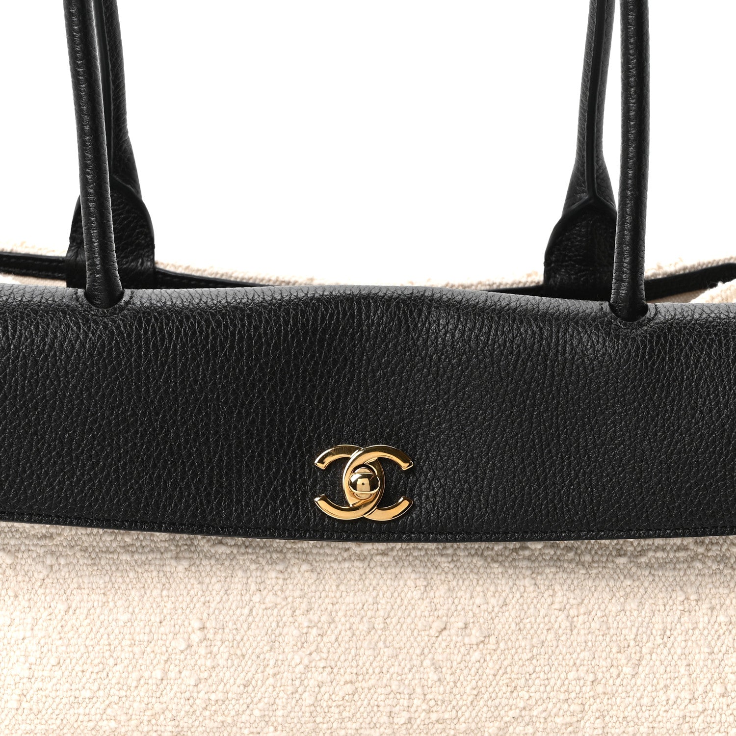 Chanel Grained Calfskin Boucle Urban Essentials Small Shopping Bag Ecru Black 8 of 11