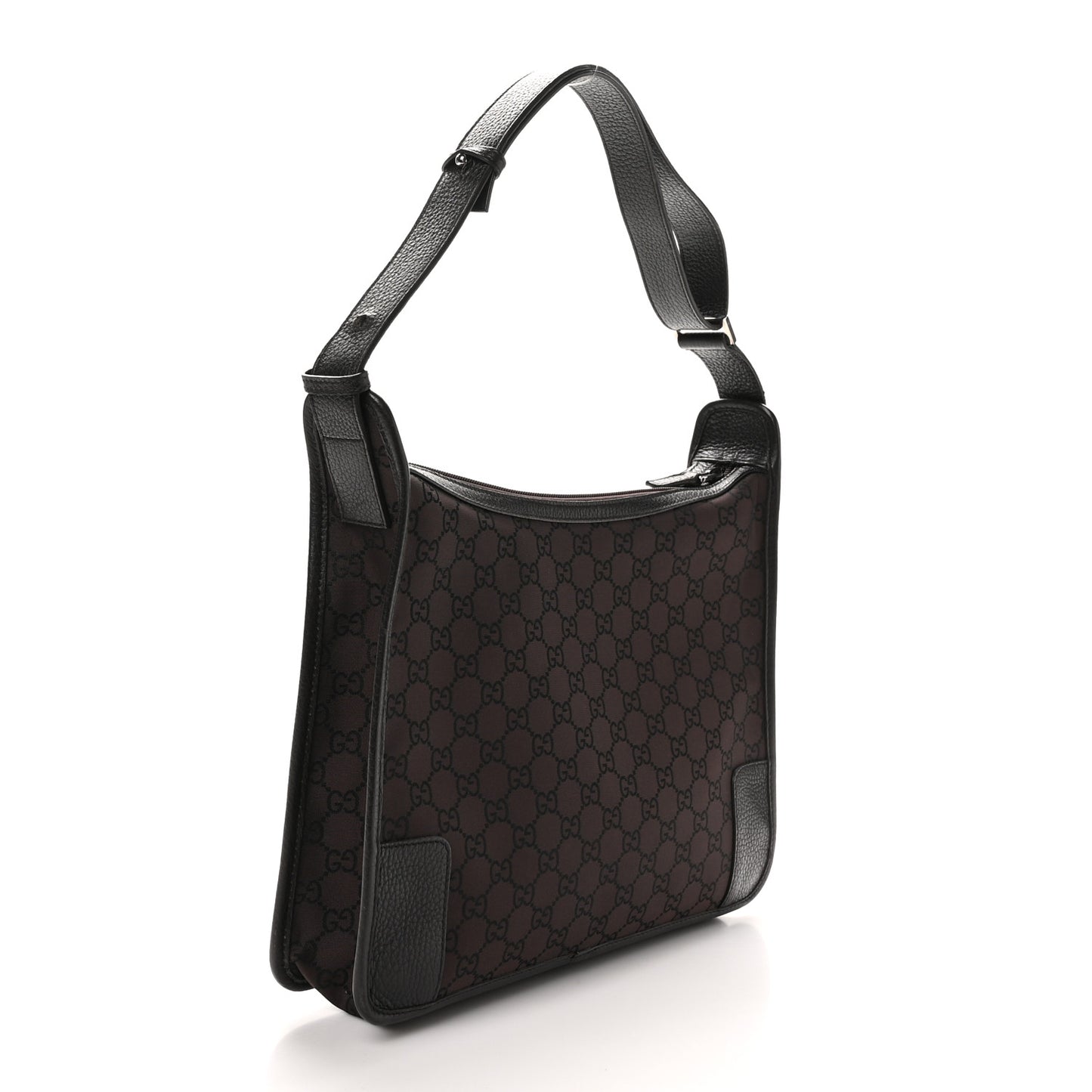 Nylon Monogram Shoulder Bag  Dark Brown