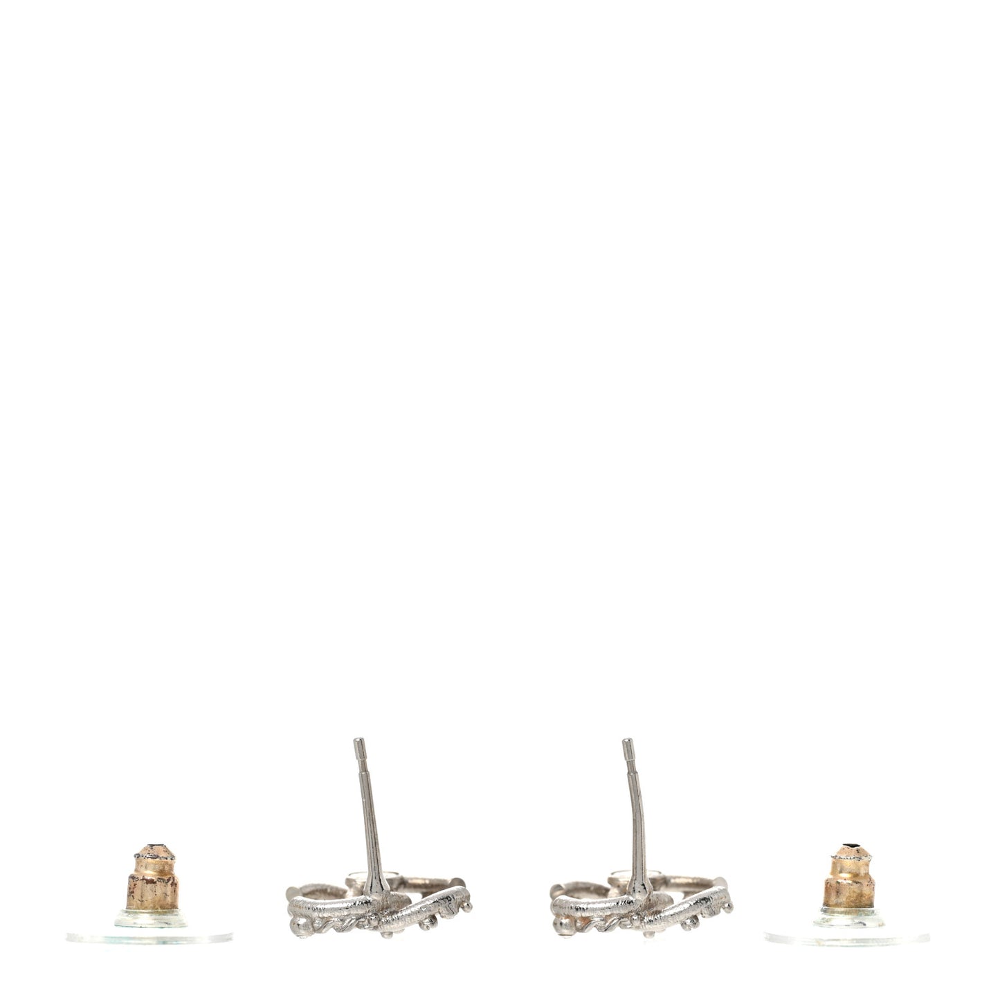 Metal Crystal CC Earrings Silver