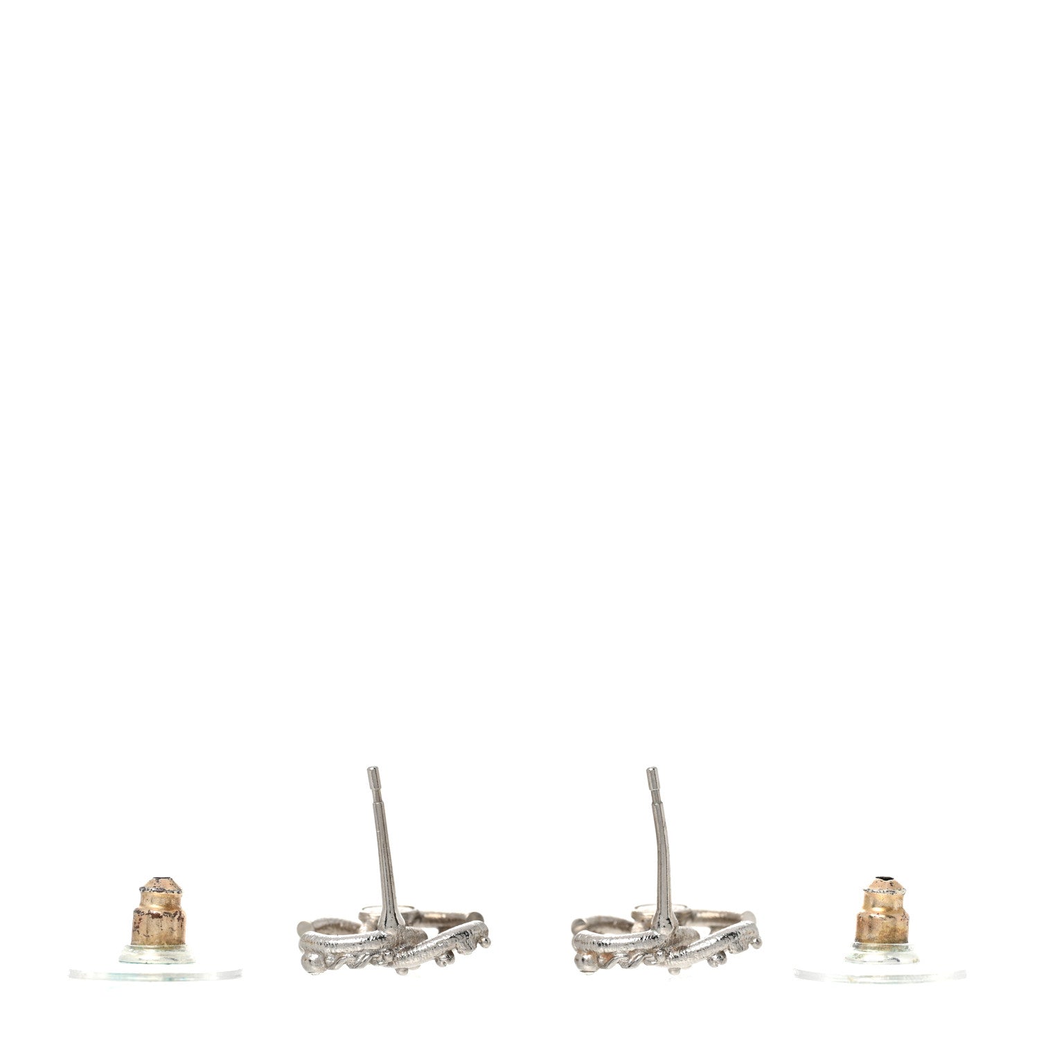Chanel Metal Crystal CC Earrings Silver 3 of 6