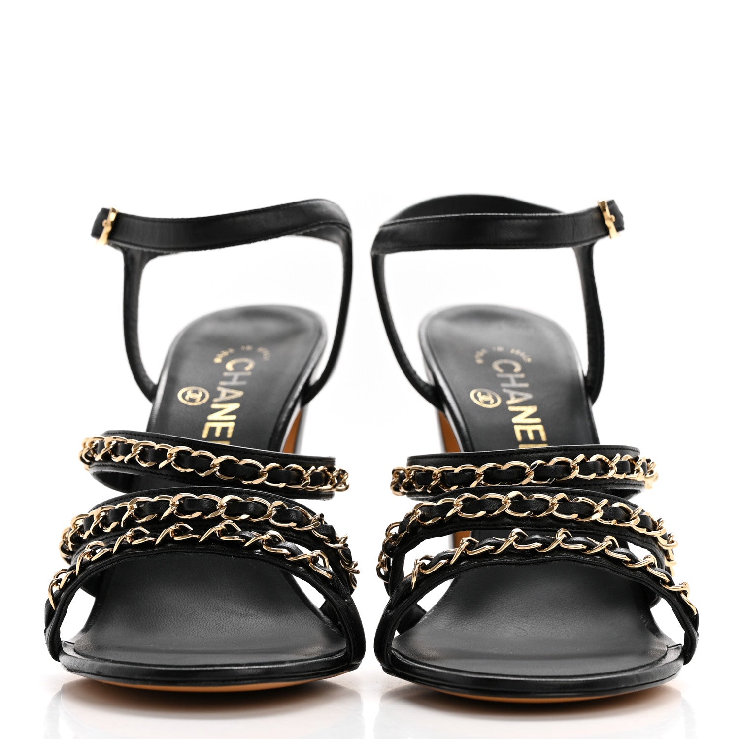 Chanel Lambskin CC Chain Sandals 40 Black 2 of 9