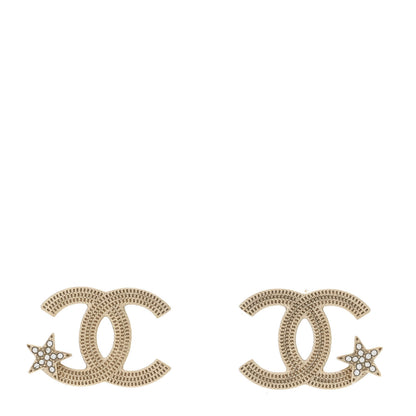 Chanel Metal Crystal CC Star Earrings Gold 1 of 5