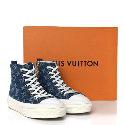 Louis Vuitton Denim Monogram Stellar Sneaker Boots 38 Bleu Jeans Blue 9 of 9
