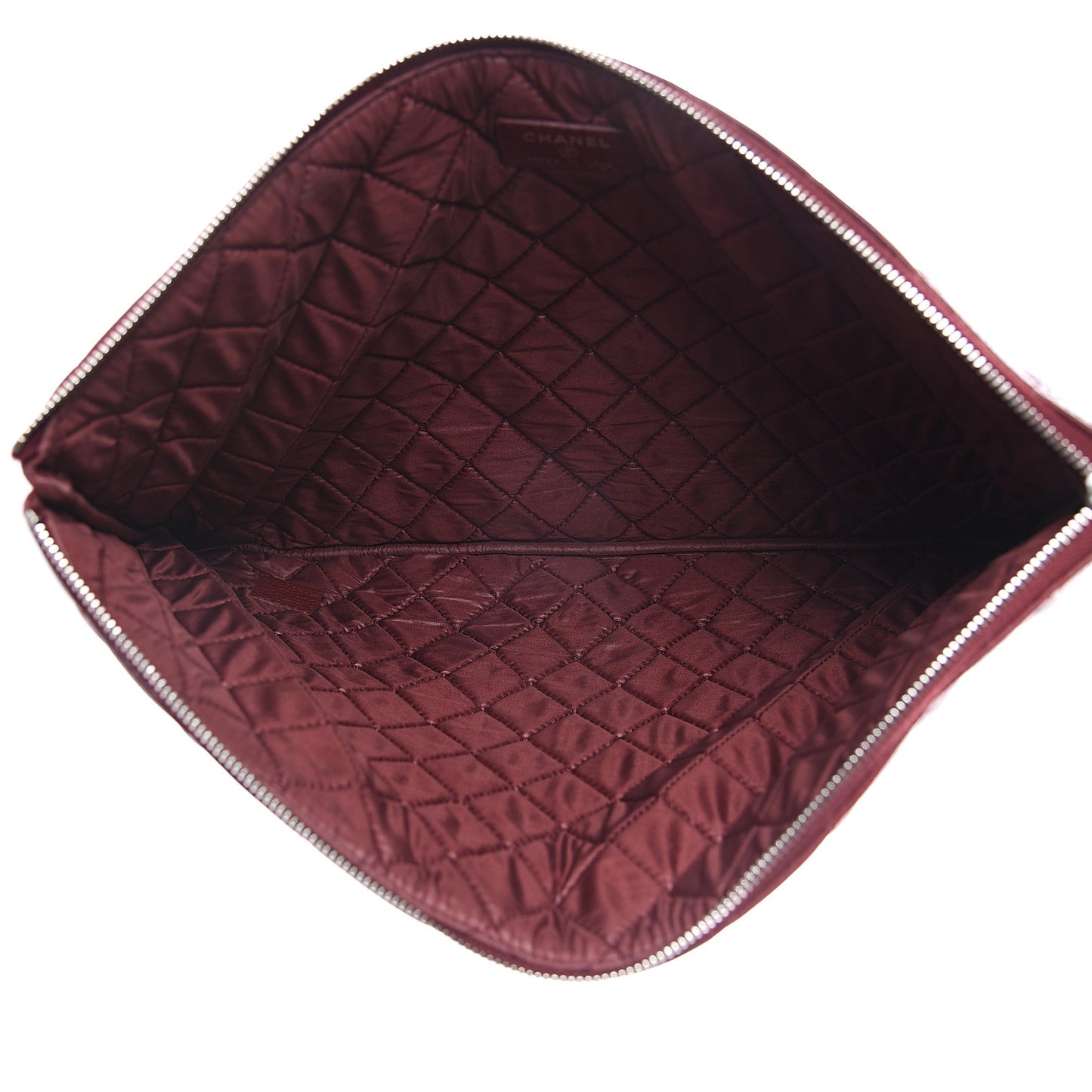 Caviar Quilted Large Cosmetic Case Dark Red