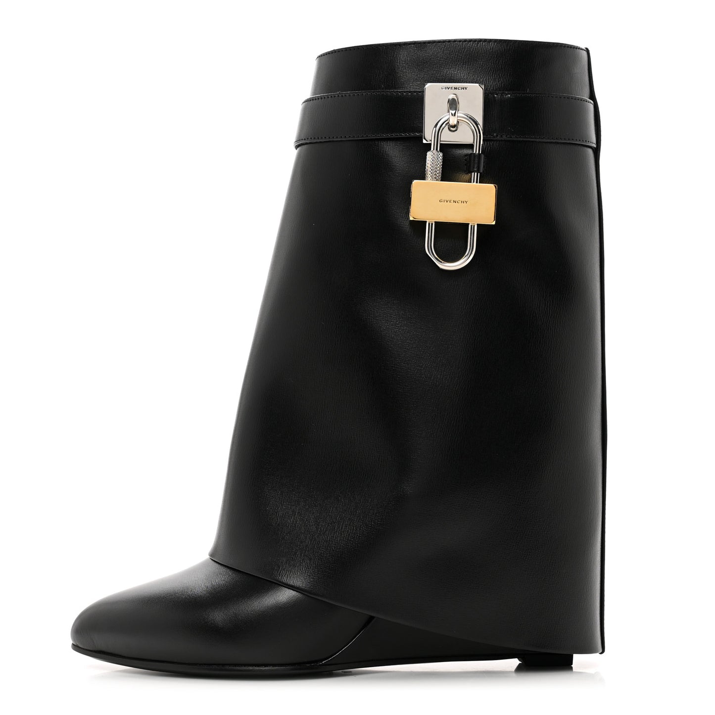 Calfskin Shark Lock Ankle Boots 40 Black