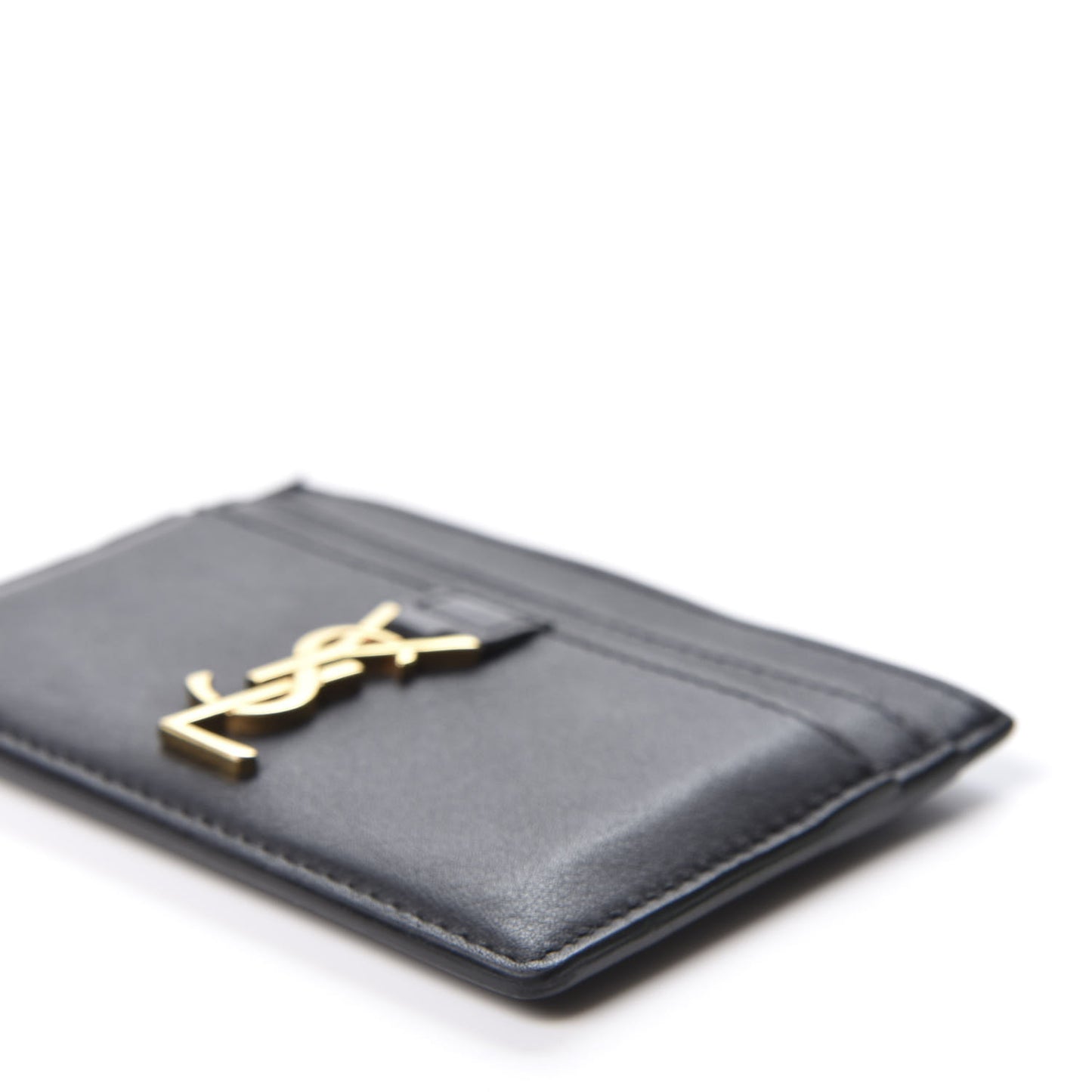 Calfskin Monogram Credit Card Case Black