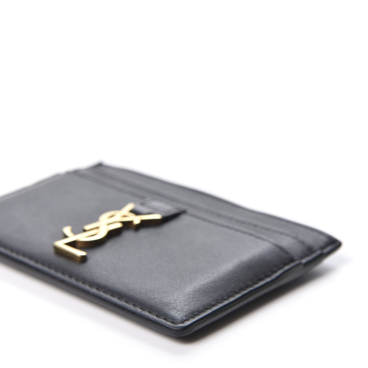 Saint Laurent Calfskin Monogram Credit Card Case Black 6 of 8