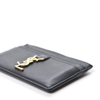 Saint Laurent Calfskin Monogram Credit Card Case Black 6 of 8
