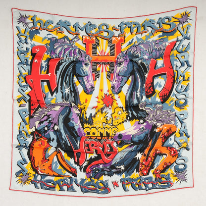 Hermes Silk H Comme Scarf 70 Gris Violet Rouge 2 of 5