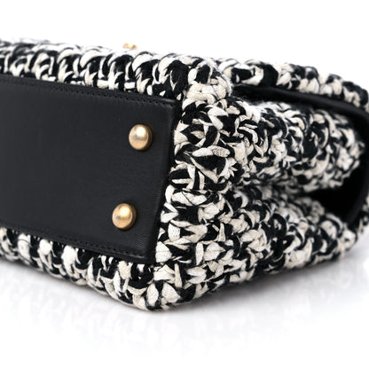 Chanel Tweed Quilted Mini Coco Handle Flap Black Beige 9 of 11