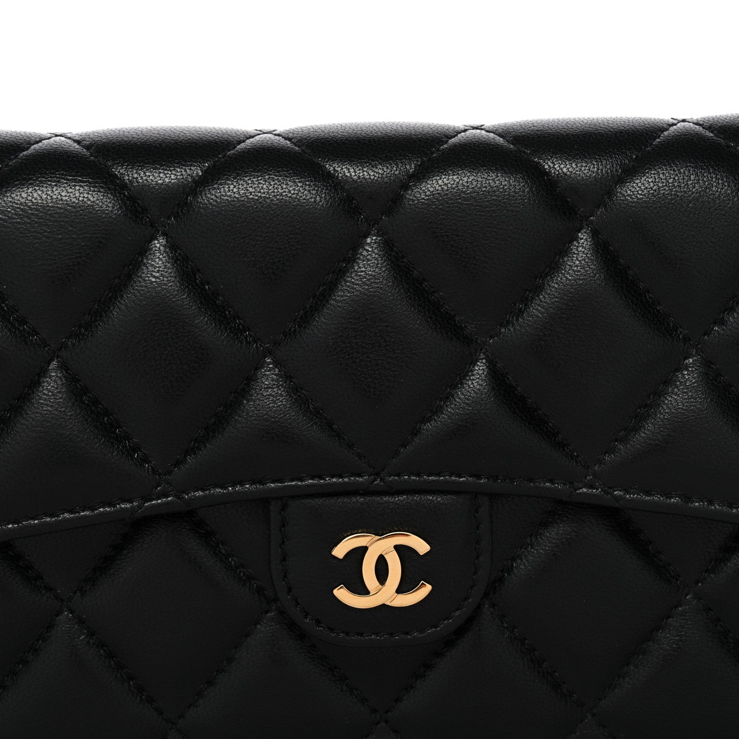 Chanel Lambskin Quilted Large Gusset Flap Wallet Black 9 of 12