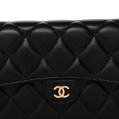 Chanel Lambskin Quilted Large Gusset Flap Wallet Black 9 of 12