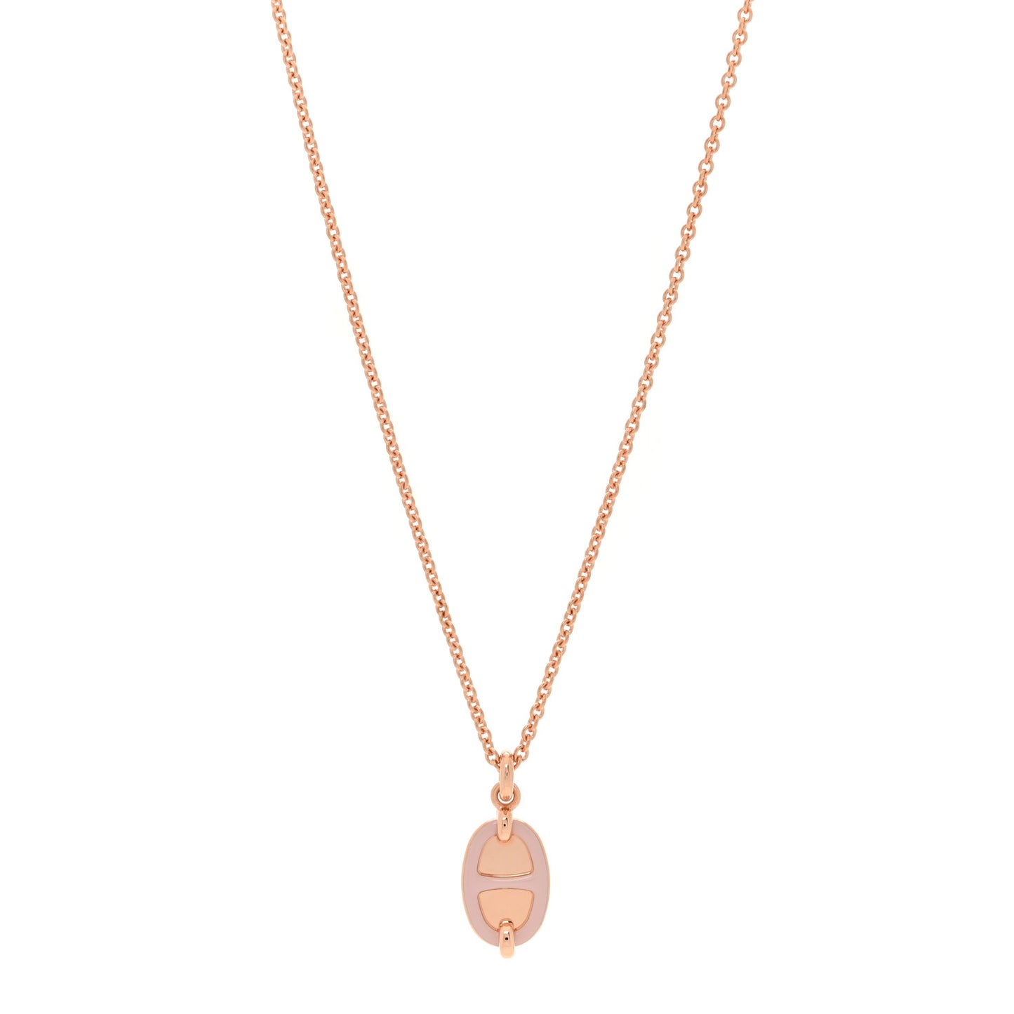 Metal Enamel Mini Maillon Pendant Necklace Rose Candeur