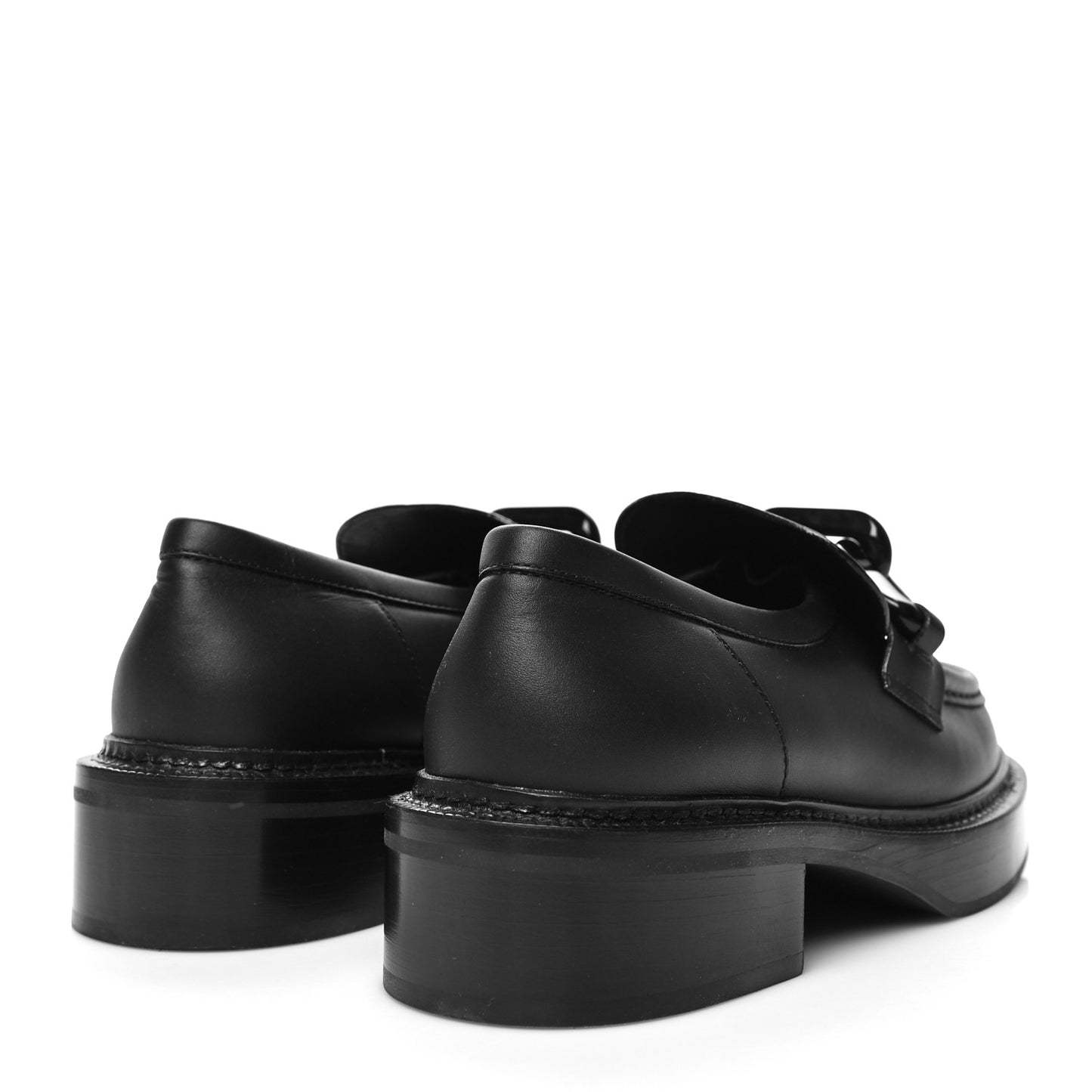 Calfskin Oversized Chain Academy Loafers 39 Black