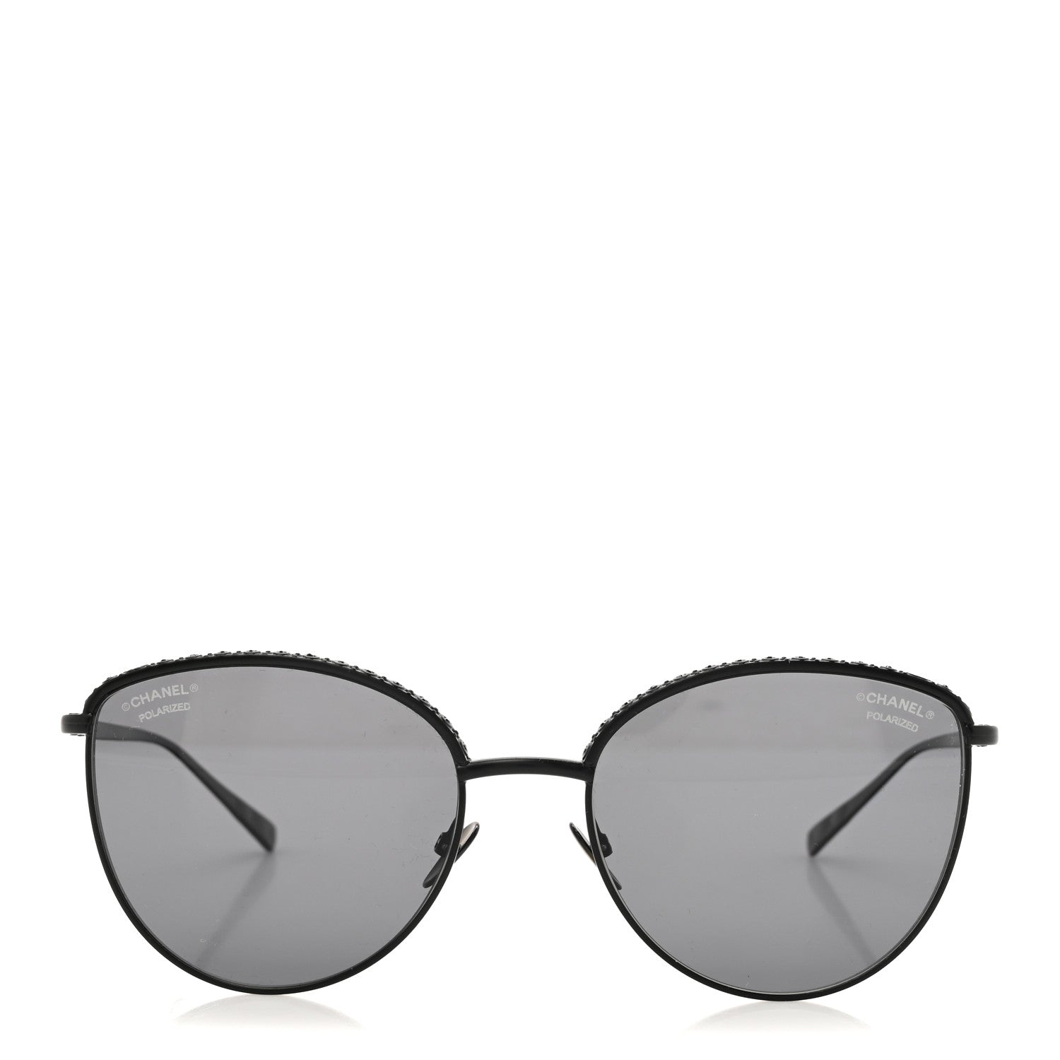 Chanel Metal Crystal Polarized Sunglasses 4258-B Black 2 of 8