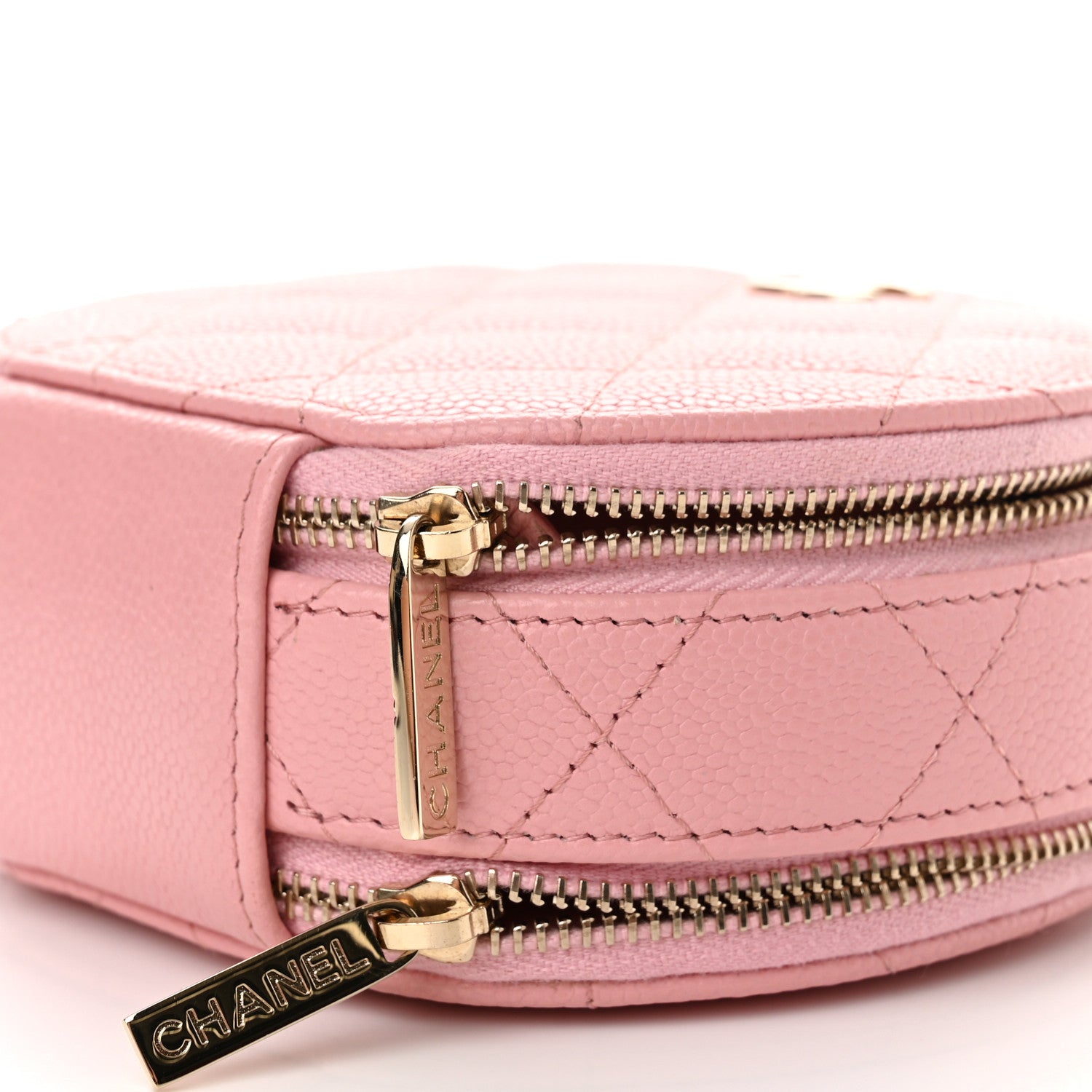 Chanel Caviar Quilted Round Handle With Care Vanity With Chain Pink 10 of 11