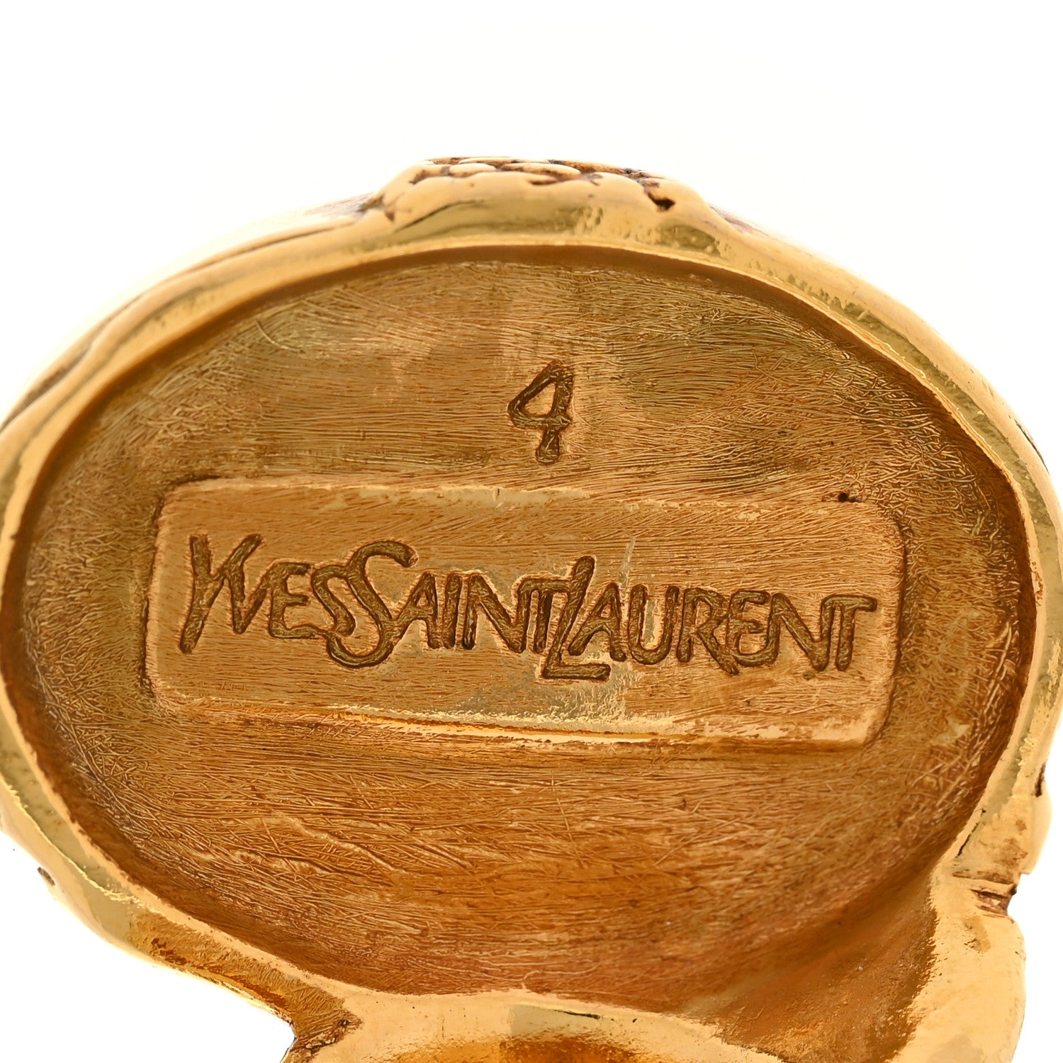 Saint Laurent Glass Cabochon Arty Ovale Ring 47 4 Gold Turquoise 4 of 5