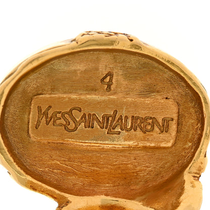 Saint Laurent Glass Cabochon Arty Ovale Ring 47 4 Gold Turquoise 4 of 5