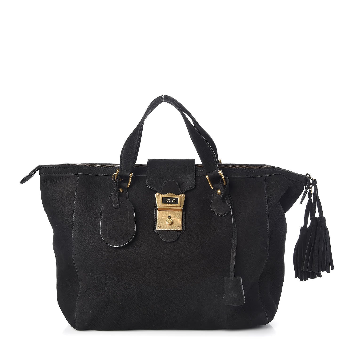 Gucci Nubuck Top Handle Satchel Black 1 of 9