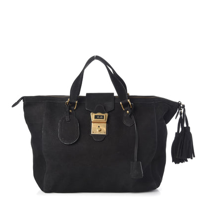 Gucci Nubuck Top Handle Satchel Black 1 of 9