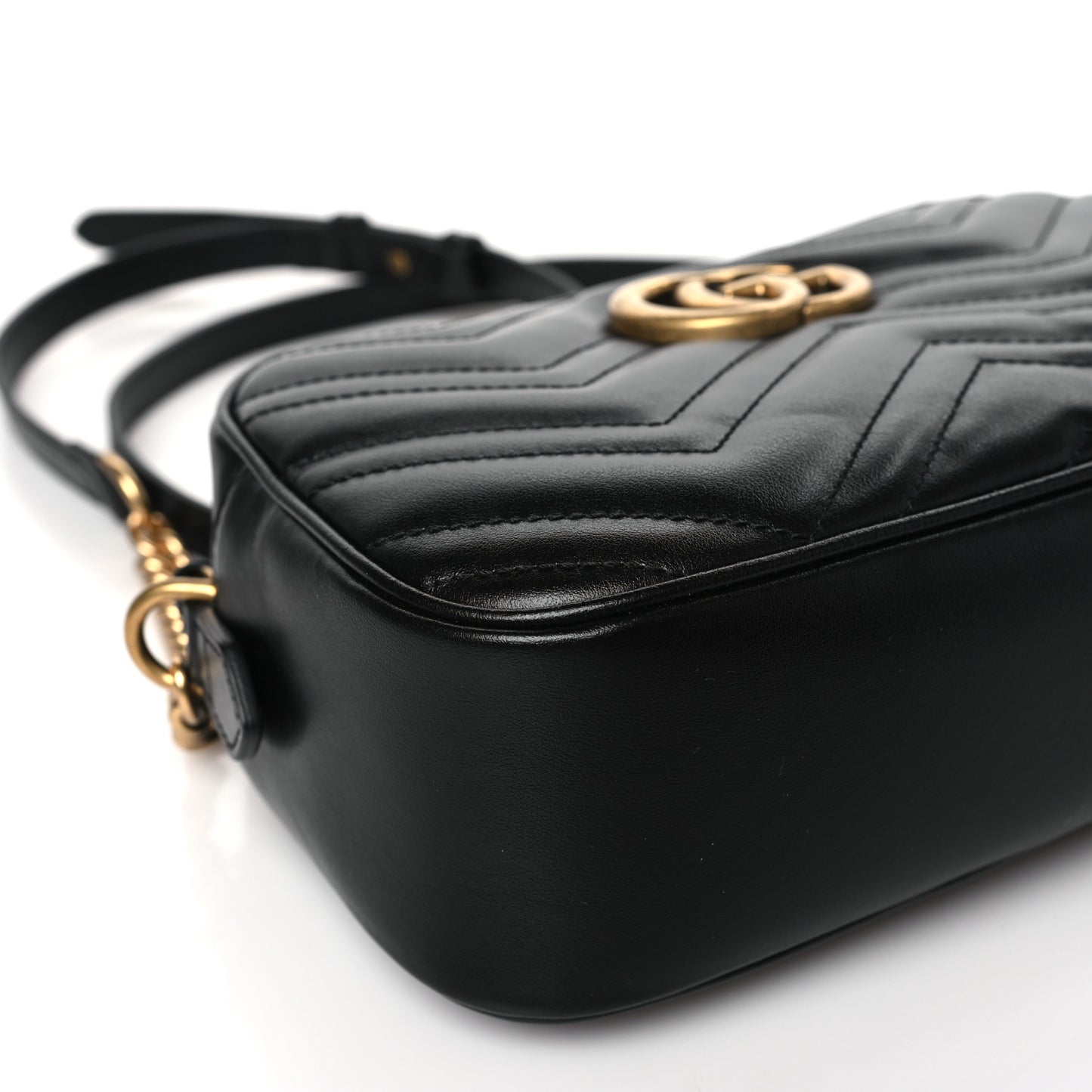 Calfskin Matelasse Small GG Marmont Chain Shoulder Bag Black