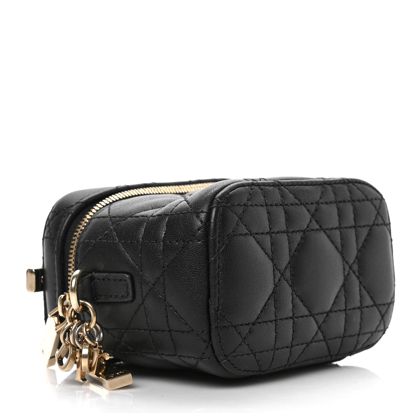 Lambskin Cannage Micro Lady Dior Vanity Case Black