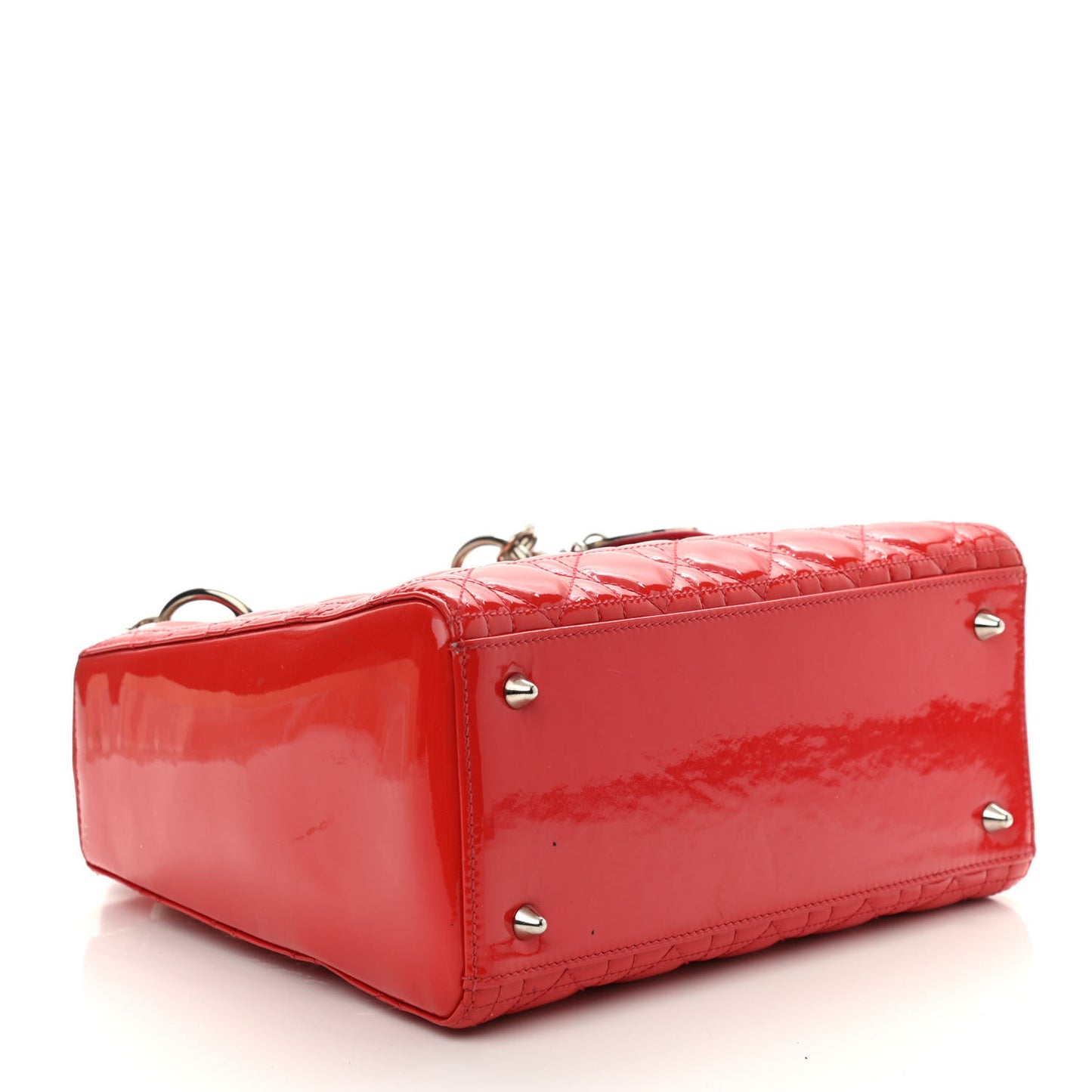 Patent Cannage Whipstitch Medium Lady Dior Red