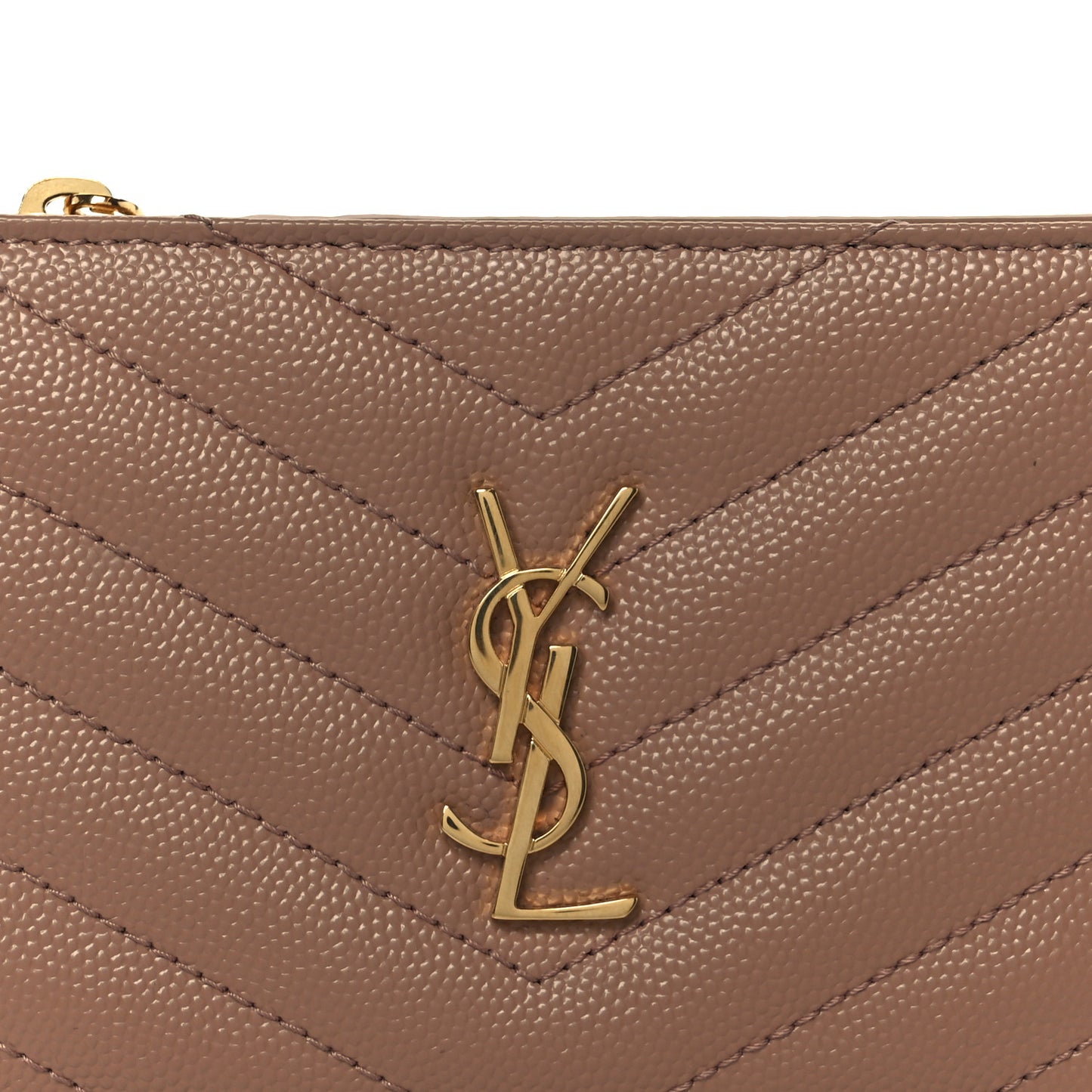 Grain De Poudre Matelasse Chevron Monogram Zipped Two-Part Wallet Dark Beige